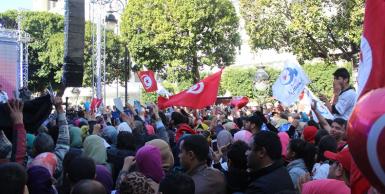 شارع الحبيب بورقيبة: احتفال حركة النهضة بذكرى الرابعة لثورة